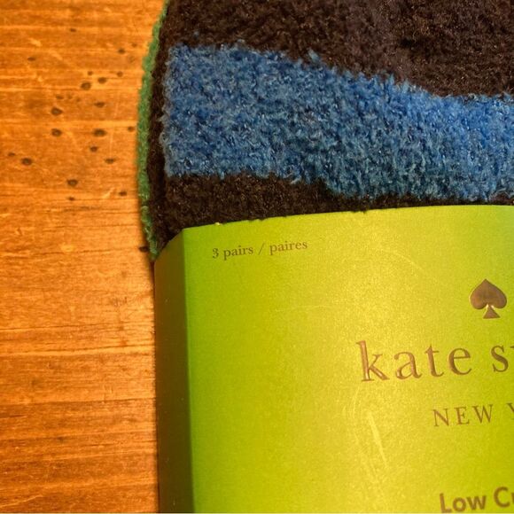 Kate Spade 3 Pairs of Low Cut Cozy Socks Navy Blue Green Teal NWT One Size - Picture 3 of 7